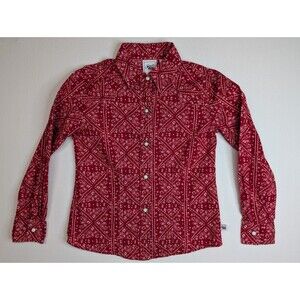 Cruel Girl Red Pearl Snap Western Button Up Shirt Long Sleeve Girls Size 6/7 Sm.